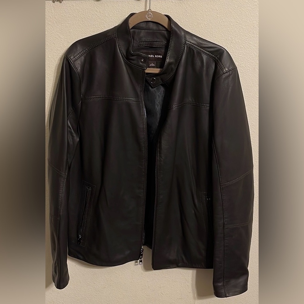 Michael Kors - Men’s Basic Racer Leather Jacket - Size Large